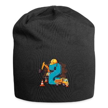 Baumaschinen 2 Geburtstag - Jersey-Beanie - Schwarz - Vorne