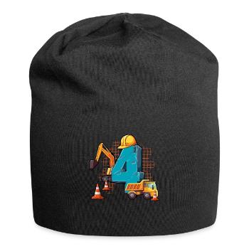 Construction Machinery 4th Birthday - Jersey Beanie - black - Front