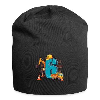 Construction Machinery 6th Birthday - Jersey Beanie - black - Front
