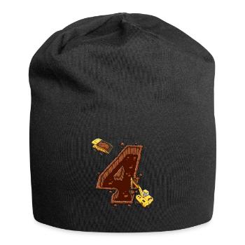 Construction Machinery 4th Birthday - Jersey Beanie - black - Front