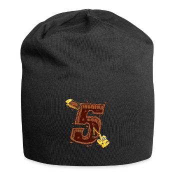 Construction Machinery 5th Birthday - Jersey Beanie - black - Front