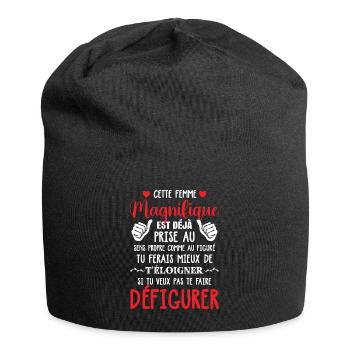 Cadeau Saint Valentin Femme Magnifique Couple - Bonnet en jersey - noir - Devant