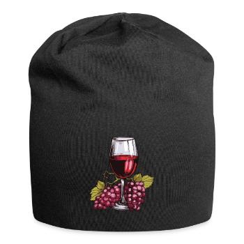 Wine Glass Grapes Wine - Jersey Beanie - black - Front