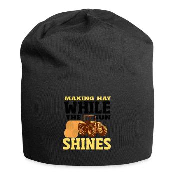 Faire du foin pendant que le soleil brille Tracteur - Bonnet en jersey - noir - Devant