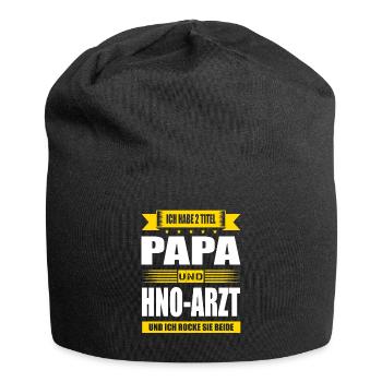 Zwei Titel Papa Und HNO-Arzt Arzt Spruch Facharzt - Jersey-Beanie - Schwarz - Vorne
