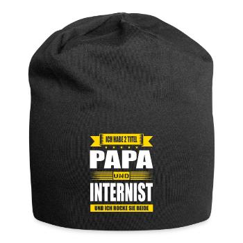 Zwei Titel Papa Und Internist Innere Medizin - Jersey-Beanie - Schwarz - Vorne