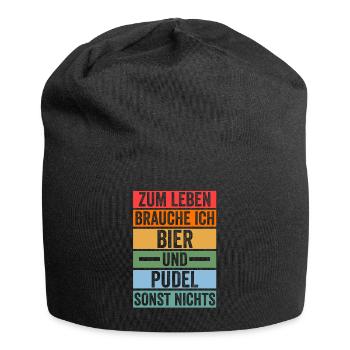 Hund Bier Pudel - Jersey-Beanie - Schwarz - Vorne