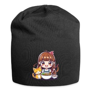 Ramen Cat Lover Cute Anime Girl Eating Ramen Otaku - Jersey-Beanie - Schwarz - Vorne