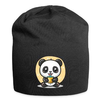 Kawaii Panda Boire Bubble Tea Boba Anime Mignon - Bonnet en jersey - noir - Devant