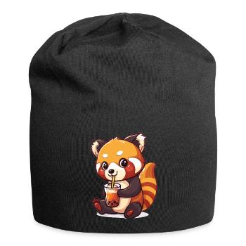 Kawaii Red Panda Drinking Bubble Tea Boba Anime - Jersey Beanie - black - Front