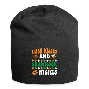 Irish Kisses And Shamrock Wishes St. Patrick's Day - Jersey Beanie - black - Front