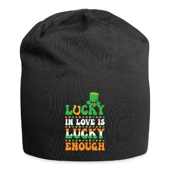 Lucky In Love Is Lucky Enough St. Patrick's Day - Jersey Beanie - black - Front