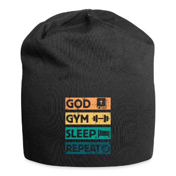 God Gym Sleep - Christlicher Glaube Bibel Workout - Jersey-Beanie - Schwarz - Vorne