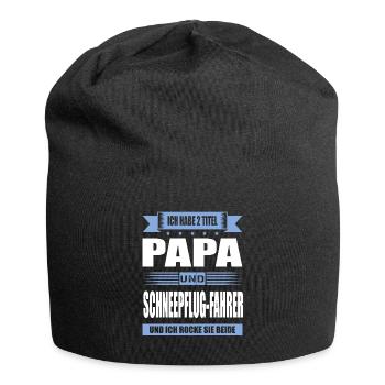 Zwei Titel Papa Und Schneepflugfahrer Winterdienst - Jersey-Beanie - Schwarz - Vorne