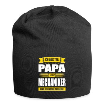 Zwei Titel Papa Und Mechaniker KFZ Meisterprüfung - Jersey-Beanie - Schwarz - Vorne