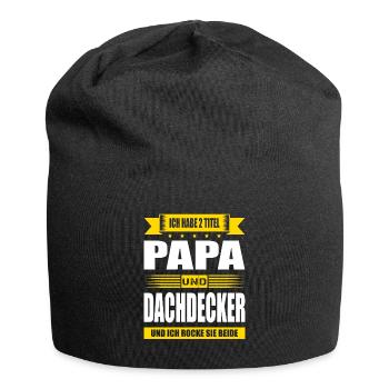 Zwei Titel Papa Und Dachdecker Geselle Meister - Jersey-Beanie - Schwarz - Vorne