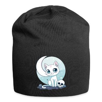Goth Pastel Cute Creepy Kawaii Cat Kitten - Jersey-Beanie - Schwarz - Vorne