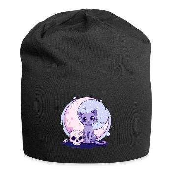 Goth Pastel Cute Creepy Kawaii Cat Kitten - Jersey-Beanie - Schwarz - Vorne