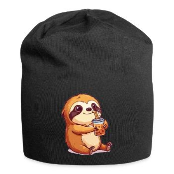 Sloth Drinking Bubble Tea Boba Anime Cute Graphic - Jersey-Beanie - Schwarz - Vorne
