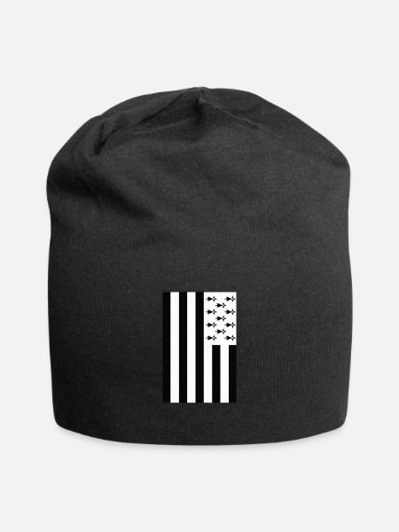 Drapeau de la Bretagne à la vertical cadeau Breton - Bonnet en jersey - noir