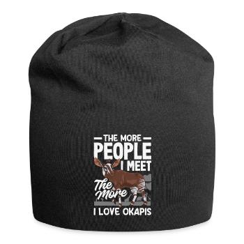 Funny zookeeper okapi lover - Jersey Beanie - black - Front