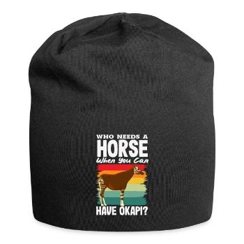 Funny zookeeper okapi lover - Jersey Beanie - black - Front