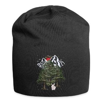 Alps, Bunny, Winter, Snowfall, Christmas, Rabbit - Jersey Beanie - black - Front