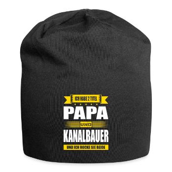 Zwei Titel Papa Und Kanalbauer Spruch Kanalbau - Jersey-Beanie - Schwarz - Vorne