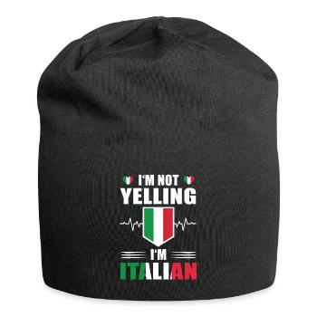Yelling Italian Heartbeat Italian Flag - Jersey Beanie - black - Front