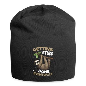 Funny Lazy Sloth Getting stuff done, eventually - Jersey-Beanie - Schwarz - Vorne