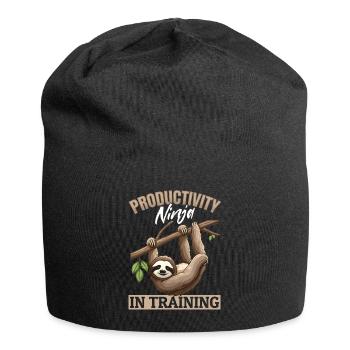 Funny Lazy Sloth Productivity ninja in training - Jersey-Beanie - Schwarz - Vorne