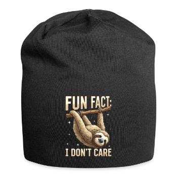 Funny Lazy Sloth Fun fact i don't care - Jersey Beanie - black - Front