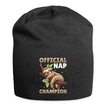 Funny Lazy Sloth Official nap champion - Jersey-Beanie - Schwarz - Vorne