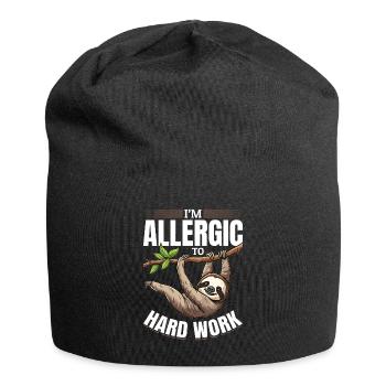 Funny Lazy Sloth I'm allergic to hard work. - Jersey Beanie - black - Front