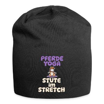 Stute im Stretch - Pferde Yoga - Jersey-Beanie - Schwarz - Vorne