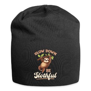 Funny Lazy Sloth Slow Down, Be Slothful - Jersey-Beanie - Schwarz - Vorne