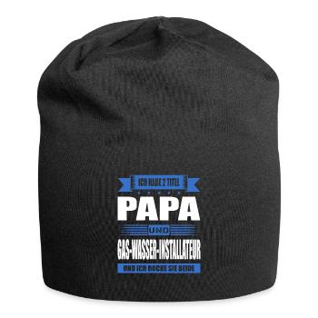 Zwei Titel Papa Und Gas-Wasser-Installateur - Jersey-Beanie - Schwarz - Vorne