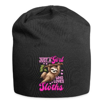 Funny Lazy Sloth Just a Girl Who Loves Sloths - Jersey-Beanie - Schwarz - Vorne