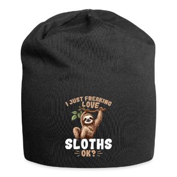 Funny Lazy Sloth I Just Freaking Love Sloths, OK? - Jersey-Beanie - Schwarz - Vorne