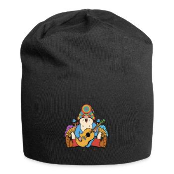 Hippie Gnome Nain Champignons Musique Musicien Guitare - Bonnet en jersey - noir - Devant