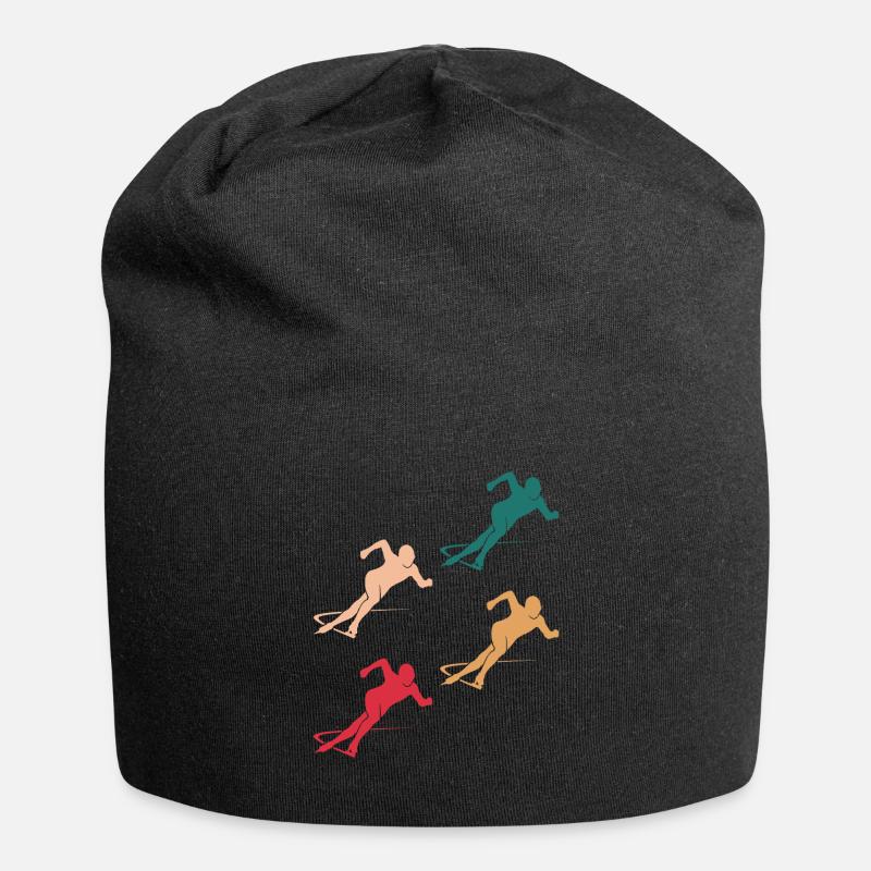 Farbenfrohes Eiskunstlauf Team Geschenk - Jersey-Beanie - Schwarz