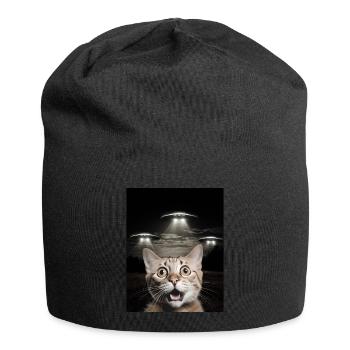 Funny cats selfie in front of UFOs cat UFO - Jersey Beanie - black - Front