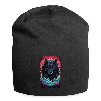 Spirit Wolf Fox Aesthetic Japanese Kitsune - Jersey Beanie - black - Front