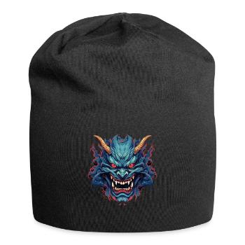 Japanese Hannya Demon Samurai Warrior Oni Mask - Jersey Beanie - black - Front