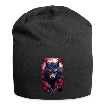 Spirit Wolf Fox Aesthetic Japanese Kitsune - Jersey Beanie - black - Front