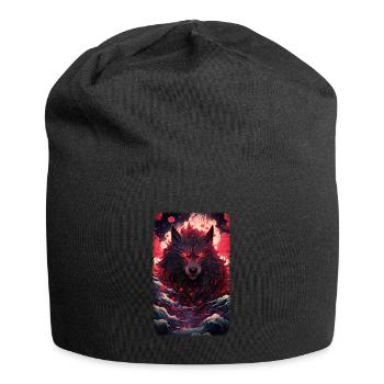 Spirit Wolf Fox Aesthetic Japanese Kitsune - Jersey Beanie - black - Front