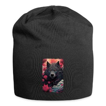 Spirit Wolf Fox Aesthetic Japanese Kitsune - Jersey Beanie - black - Front
