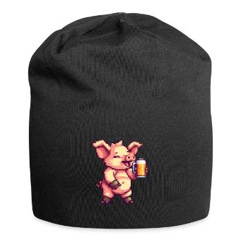 Schwein Bier Party Lustig - Jersey-Beanie - Schwarz - Vorne