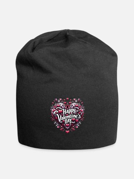 Liebe's Symphonie: Ein Valentinstag Herzmosaik - Jersey-Beanie - Schwarz