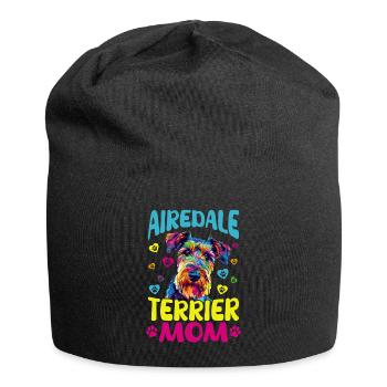 Airedale Terrier Dog Breed Airedale Terrier Girl - Jersey-Beanie - Schwarz - Vorne